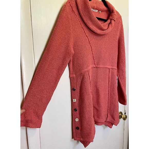 Soft Surroundings Cotton Breakwater Coral Roll Neck Tunic Sweater size S - Picture 5 of 15